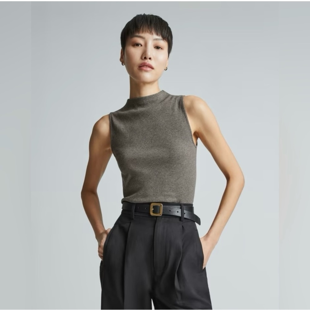 NEW EVERLANE The Pima Micro Rib Funnel Neck Tank L (Without tags)